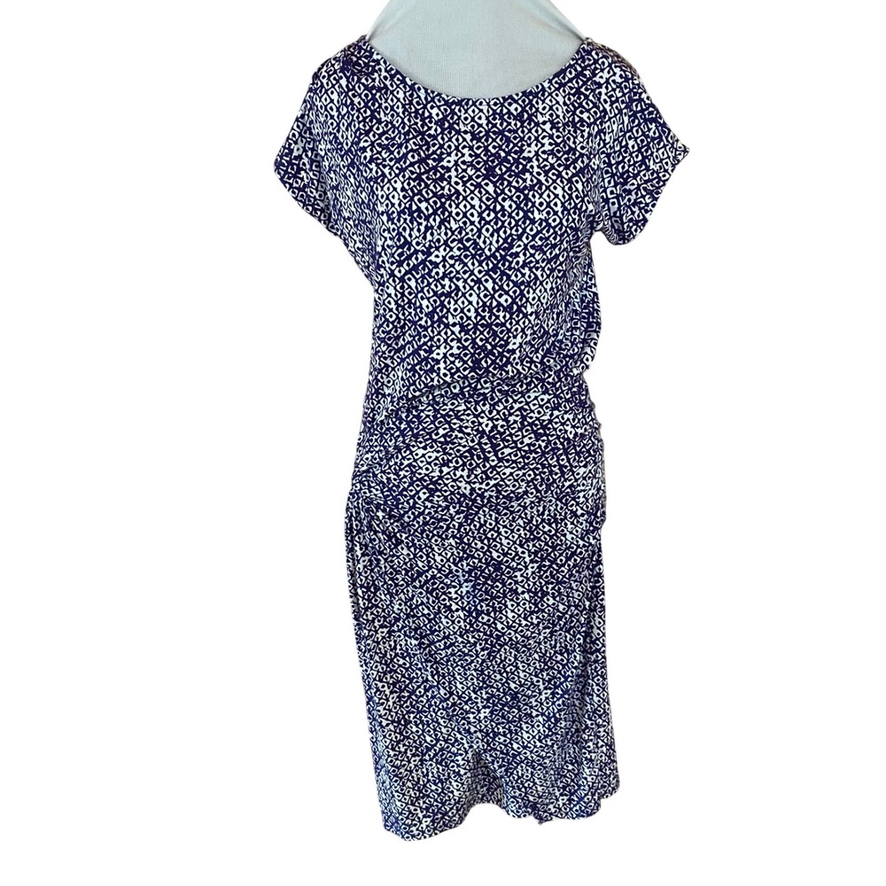 Ann Taylor Purple White Geometric Knot Side Stretch Sheath Dress Womens Small